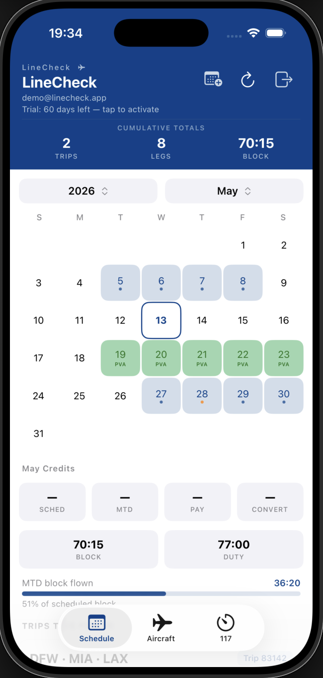 Schedule calendar view